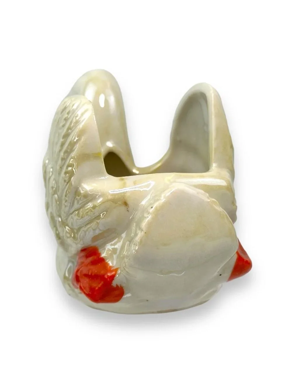 Vintage Irridescent Glaze Swan Planter/Trinket Holder Japan EUC